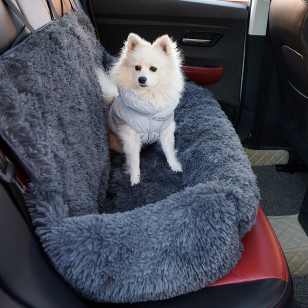 Dog Car Seat For Small Medium Large Dogs,Two Dogs Car Back Seat,Travel Pet Booster Seat With Seat Belt,Washable Long Plush Safety Pet Car Seat For Cat Or Small Pet - Image 3
