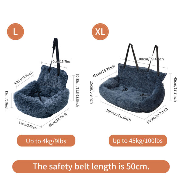 Dog Car Seat For Small Medium Large Dogs,Two Dogs Car Back Seat,Travel Pet Booster Seat With Seat Belt,Washable Long Plush Safety Pet Car Seat For Cat Or Small Pet - Image 9